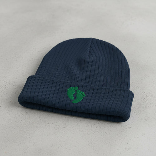Ribbed knit beanie with air force pj green feet design