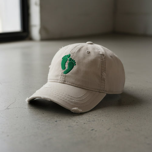 Distressed dad hat with air force PJ green feet