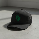 air force pararescue pj green feet embroidered on a snapback trucker hat.