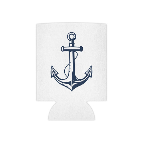 White can cooler with a navy anchor design