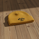 Ribbed knit beanie with army rangers RLTW and tomahawk design
