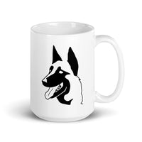 15oz white coffee mug with belgian malinois design