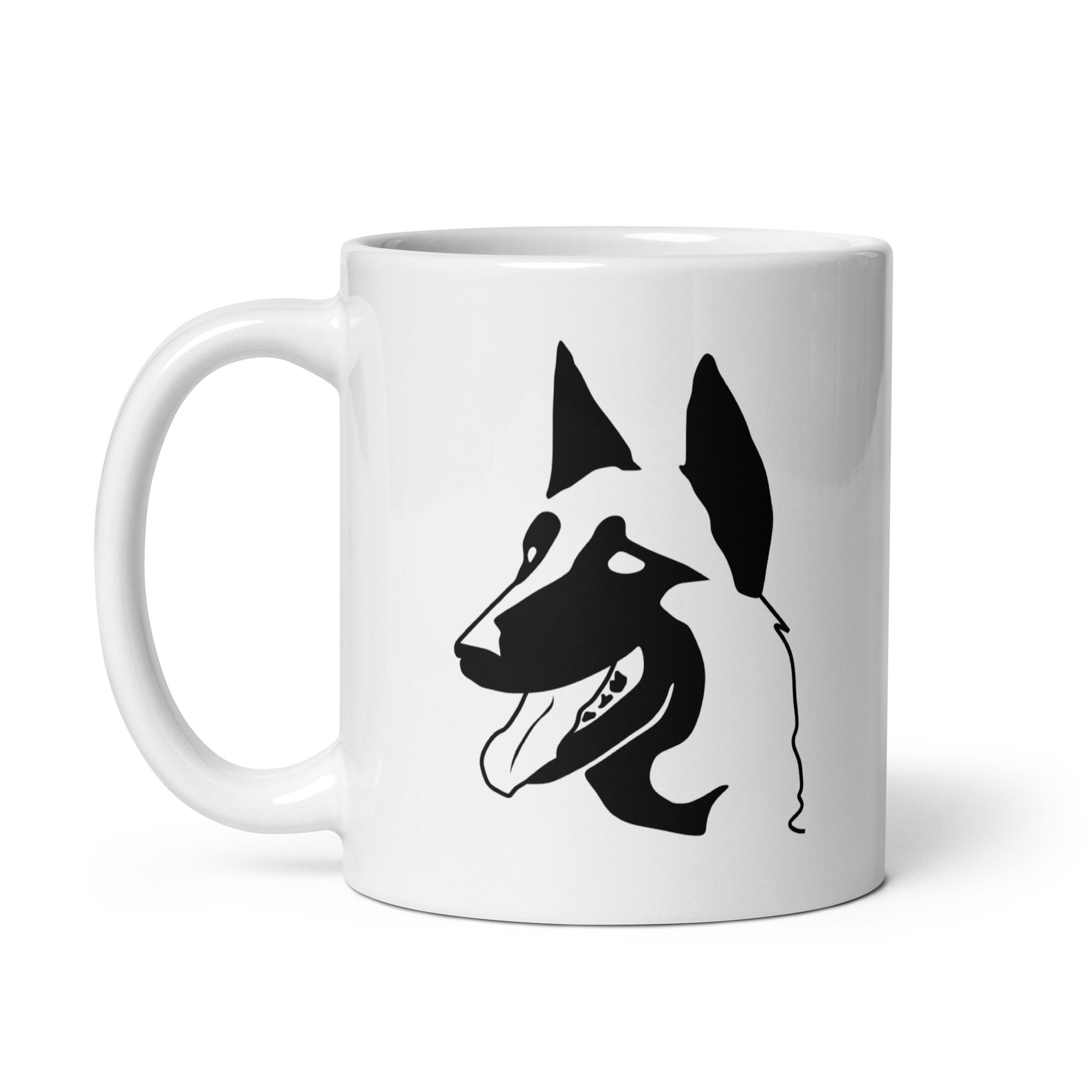 11oz white coffee mug with belgian malinois design