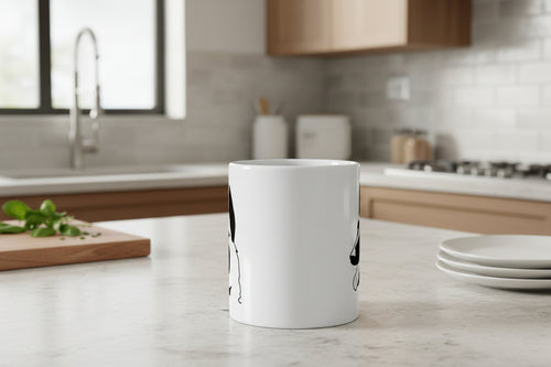 11oz white coffee mug with belgian malinois design