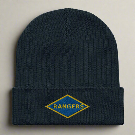 WW2 blue ranger diamond embroidered on a beanie.