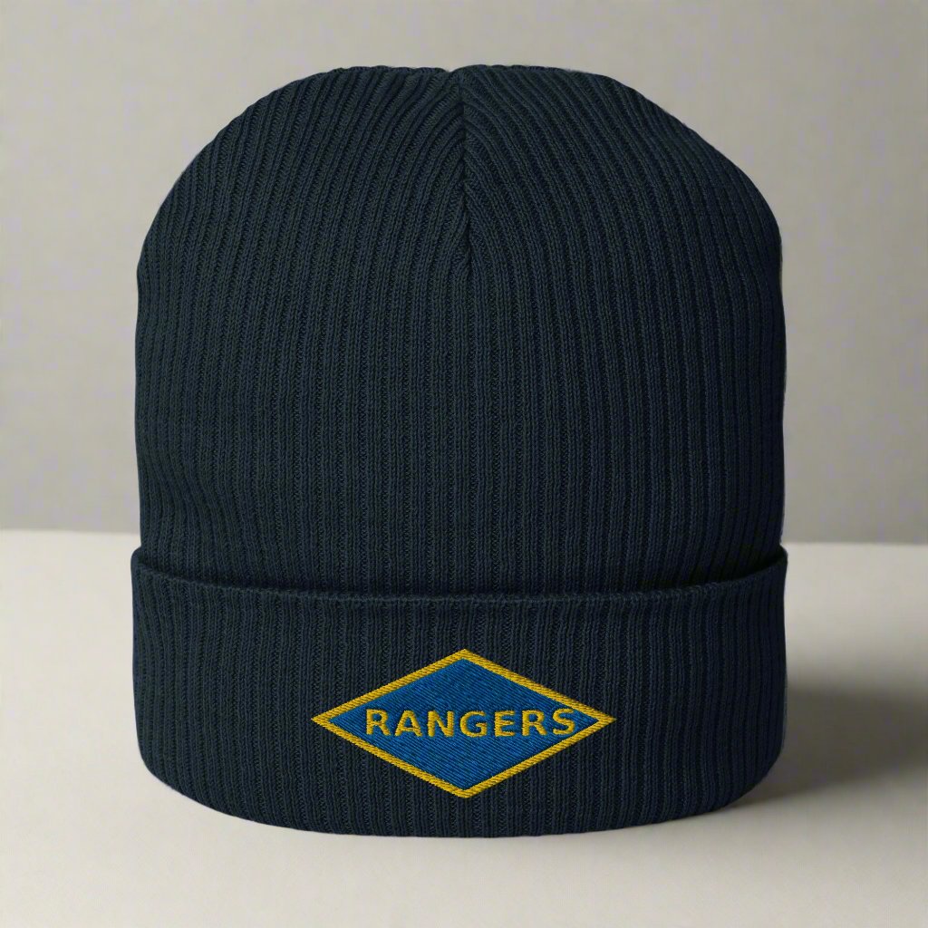 WW2 blue ranger diamond embroidered on a beanie.