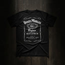 Black t-shirt with daniel morgan jack daniel's whiskey design 