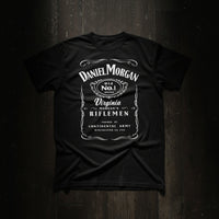 Black t-shirt with daniel morgan jack daniel's whiskey design 
