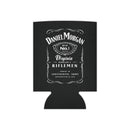 Black can cooler beer koozie with daniel morgan design. 