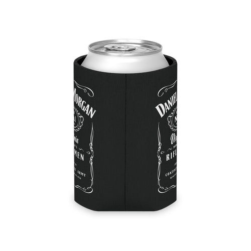 Black can cooler beer koozie with daniel morgan design. 