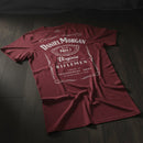 Red t-shirt with daniel morgan jack daniel's whiskey design 