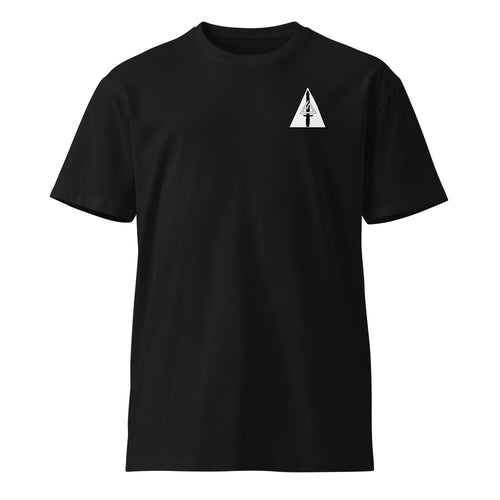 black t-shirt with delta force insignia on the left chest