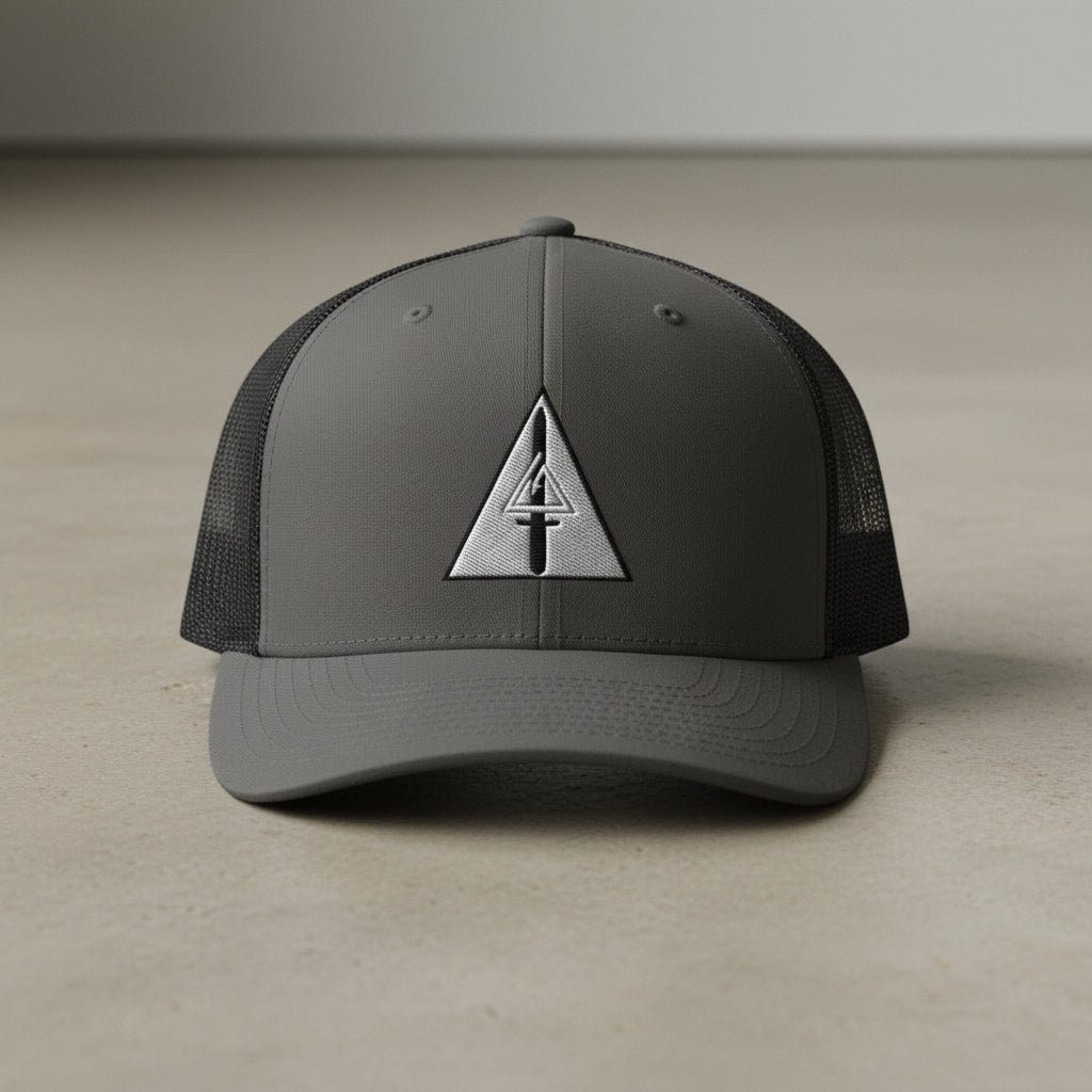Snapback trucker hat with delta force insignia