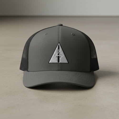 Snapback trucker hat with delta force insignia