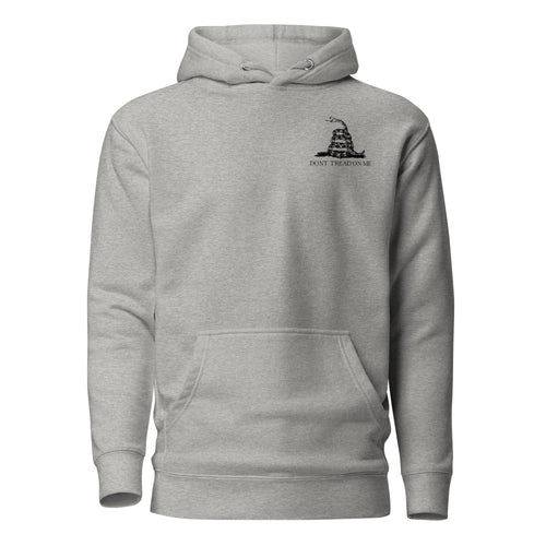 hoodie with don't tread on me Gadsden flag design on the left chest