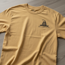 Men's heavyweight tee with don't tread on me gadsden flag on left chest