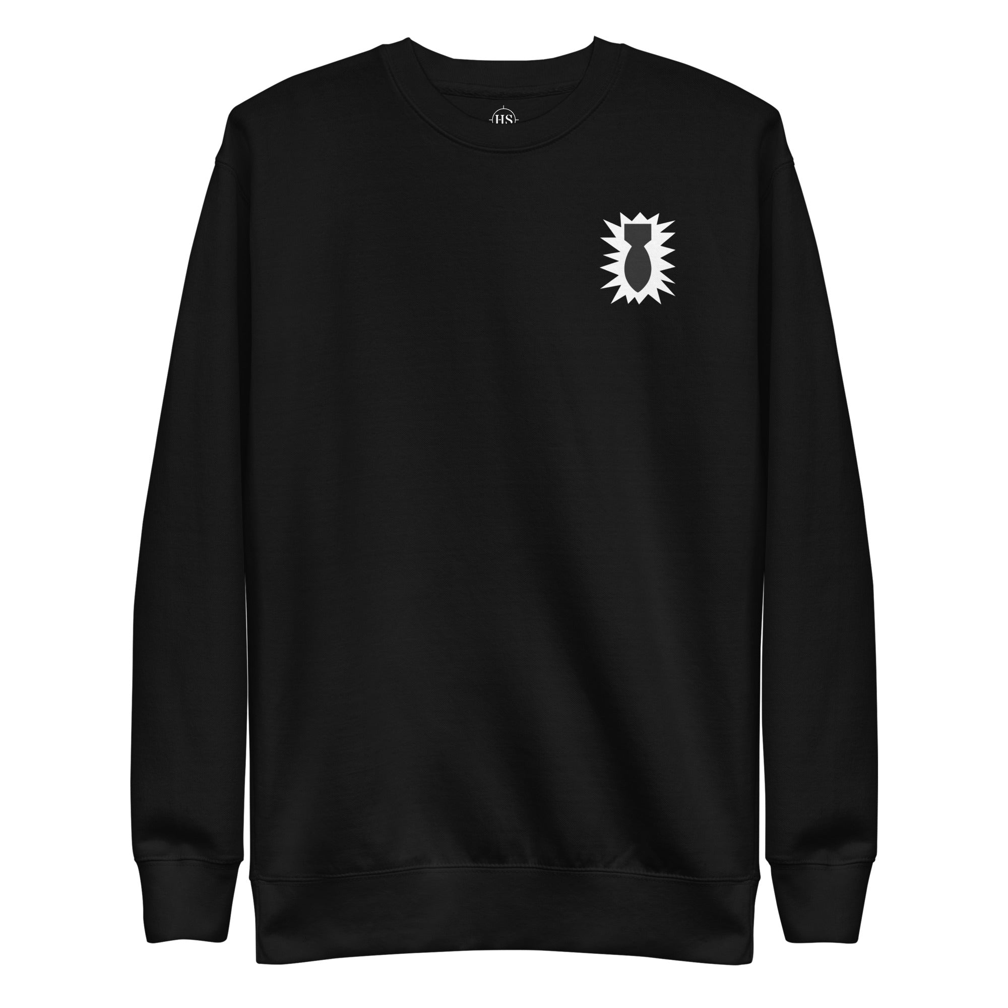 black sweatshirt with 52nd ordnance EOD insignia on the left chest