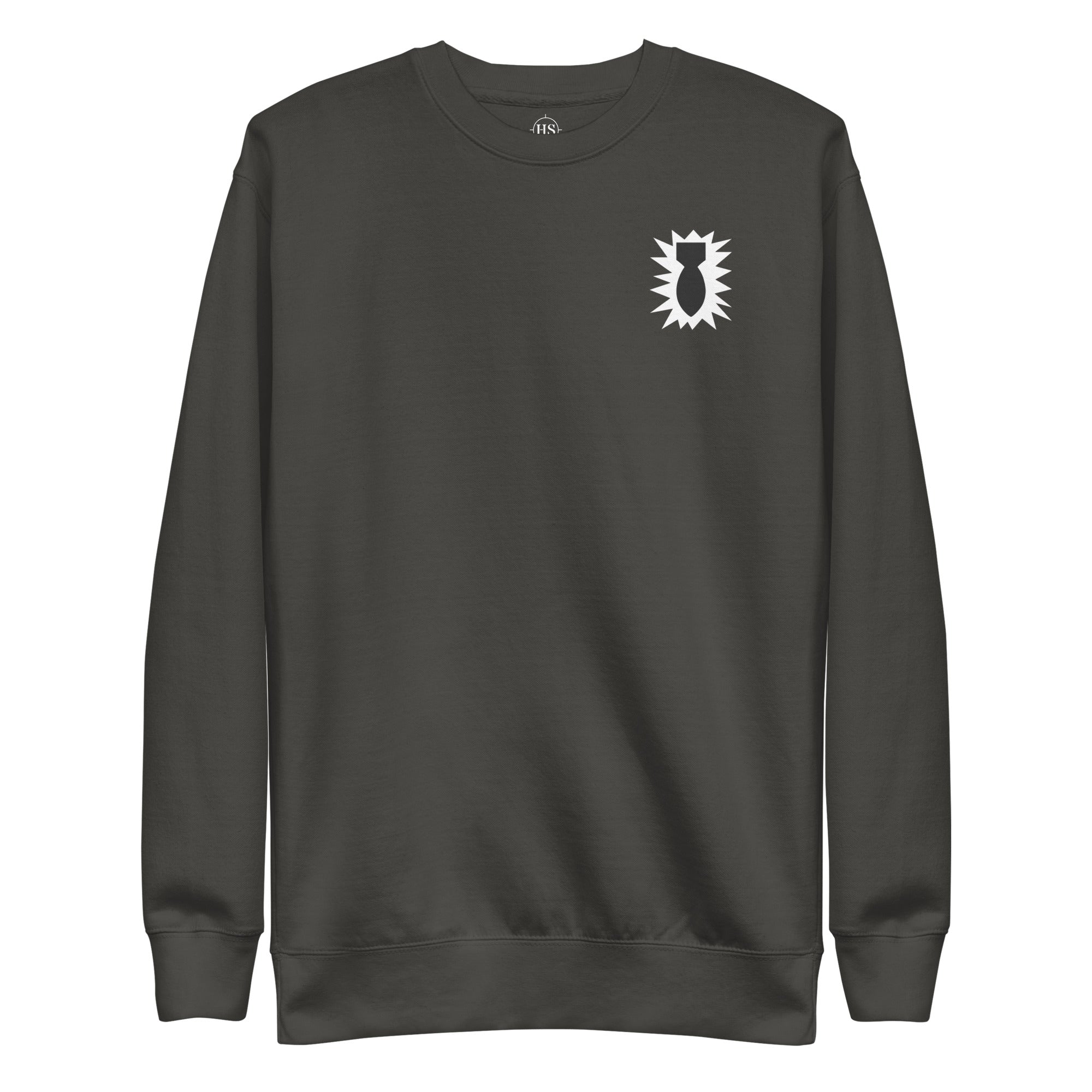 gray sweatshirt with 52nd ordnance EOD insignia on the left chest