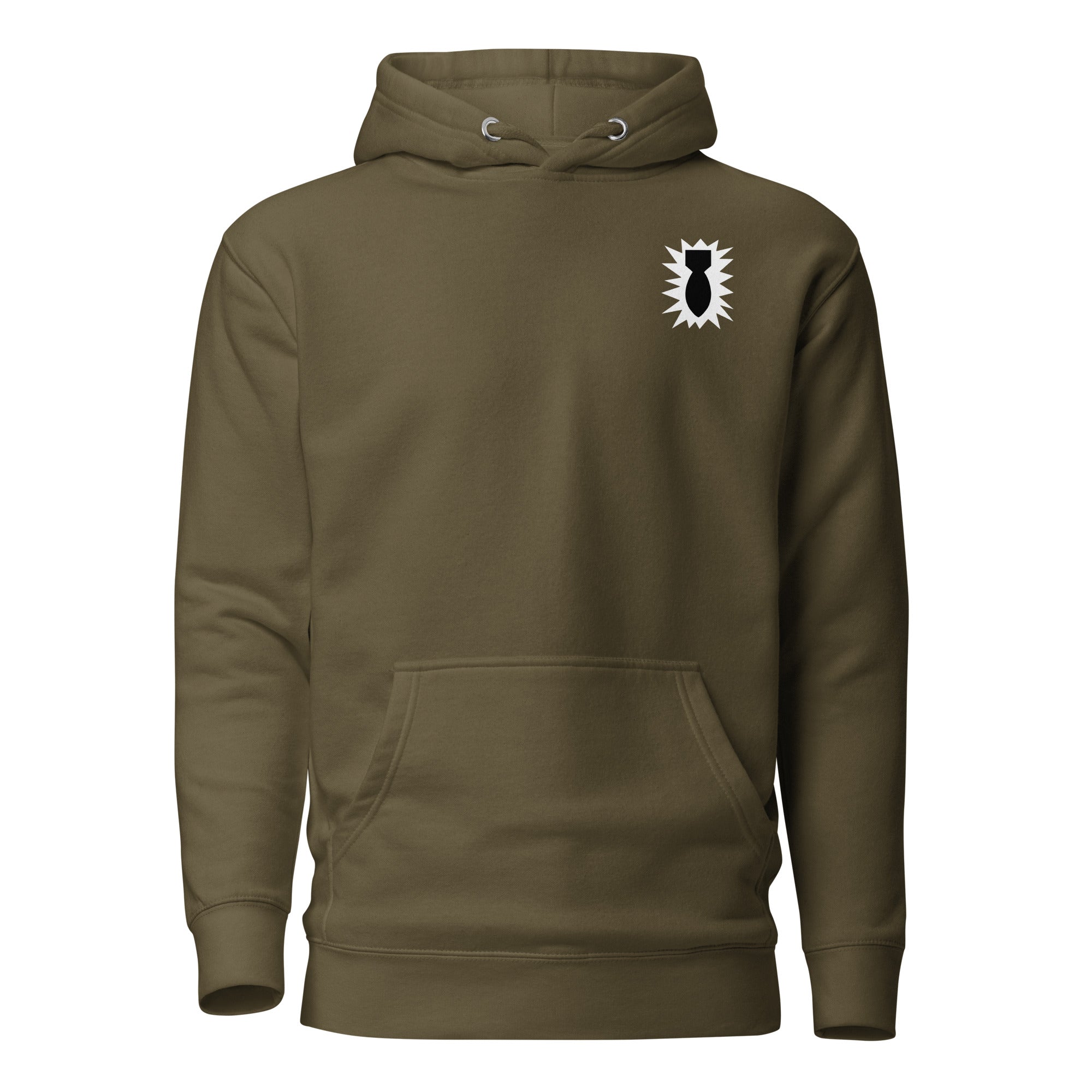 Pullover hoodie with 52nd ordnance group EOD insignia on the left chest
