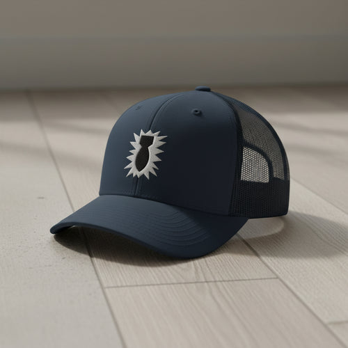 eod bomb insignia embroidered on a snapback trucker hat