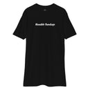 black t-shirt with text "humble sundays" across the chest