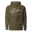 charcoal hoodie with join or die snake design