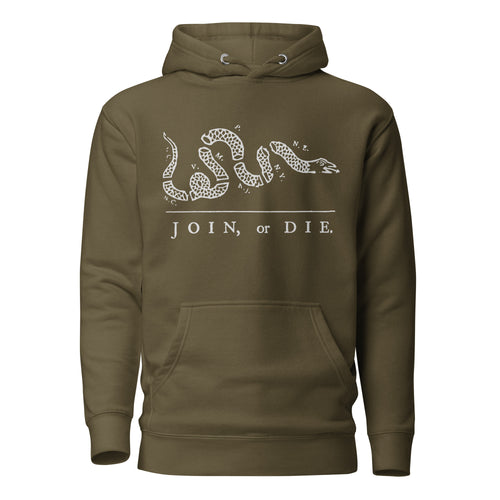 charcoal hoodie with join or die snake design