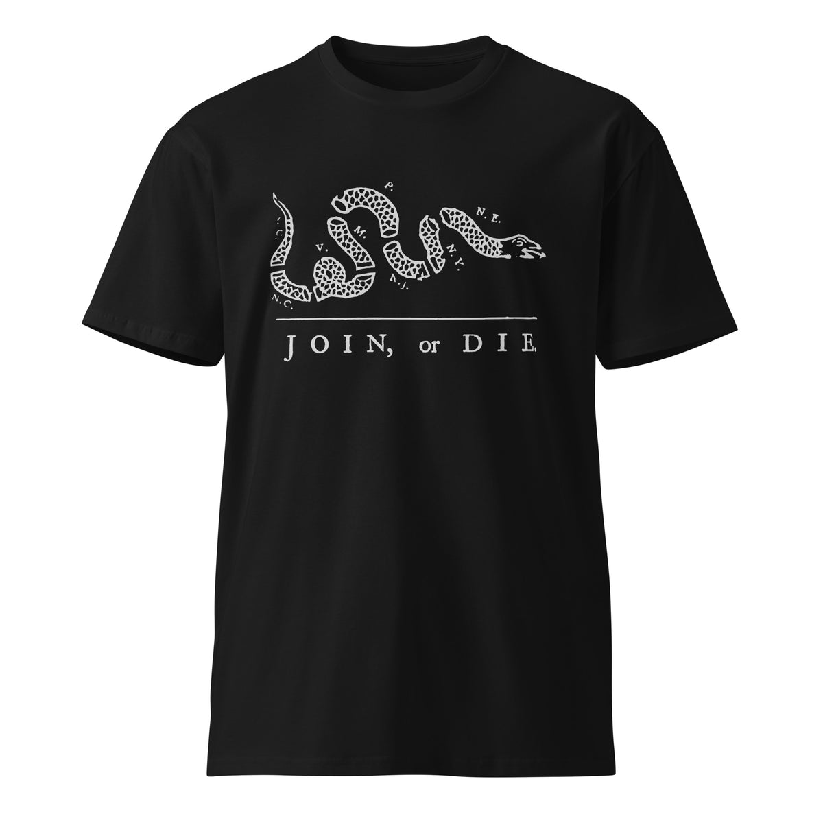 black shirt with join or die design 