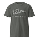 charcoal shirt with join or die design 