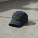 Navy blue cap with 'OEF' embroidery