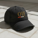 Operation Iraqi freedom veteran distressed dad hat black