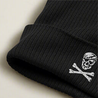 Jolly Roger skull and bones embroidered on beanie