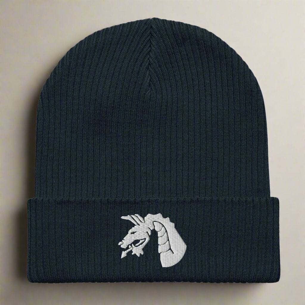 18th airborne corps ribbed beanie embroidered with the dragon insignia.