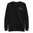 black sweatshirt with Air Force PJ green feet on the left chest
