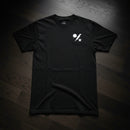 black t-shirt with army ranger insignia on the left chest