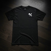 black t-shirt with army ranger insignia on the left chest