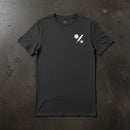 charcoal t-shirt with army ranger insignia on the left chest