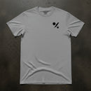 grey t-shirt with army ranger insignia on the left chest