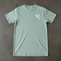 Light blue t-shirt with army ranger insignia on the left chest