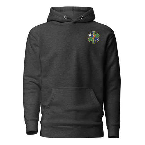 charcoal pullover hoodie with ranger medic logo