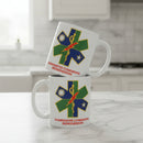 white coffee mug with ranger medic logo