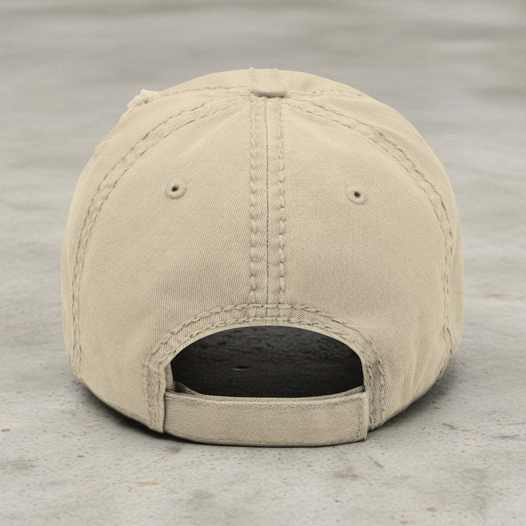 khaki distressed dad hat embroidered with the words regular gal