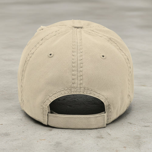 khaki distressed dad hat embroidered with the words regular gal