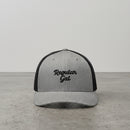 gray snapback cap with embroidered 'Regular Gal' text 