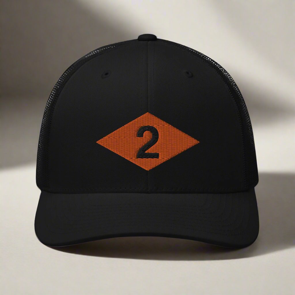 2nd ranger battalion WW2 diamond on snapback trucker hat.