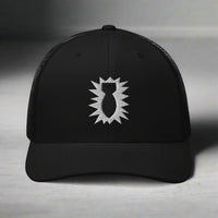 eod bomb insignia embroidered on a snapback trucker hat
