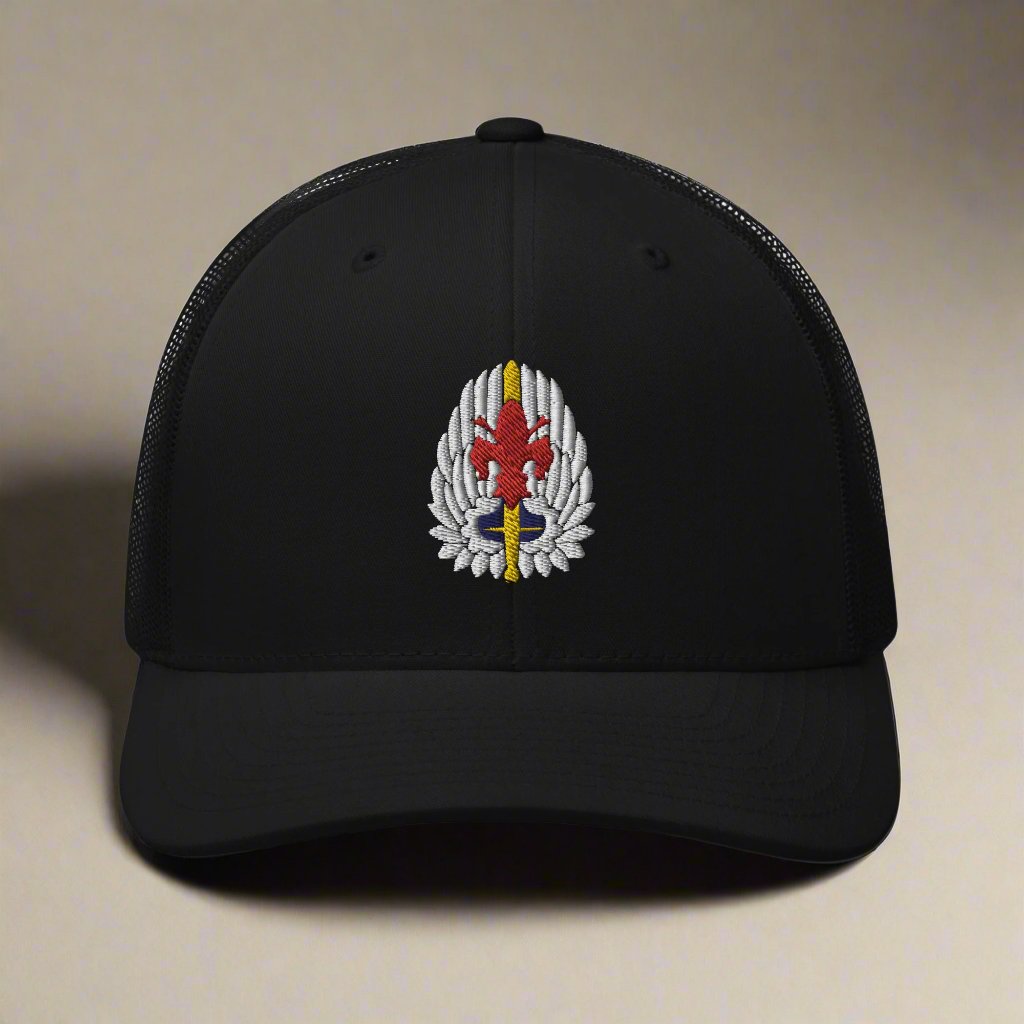 52nd aviation regiment insignia on a snapback trucker hat.