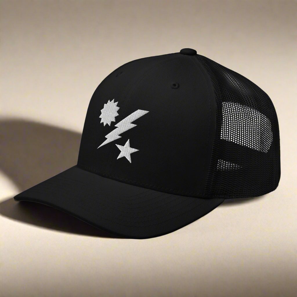 75th ranger regiment dui embroidered on a snapback trucker hat.