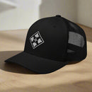 4th infantry division insignia embroidered on a snapback trucker hat