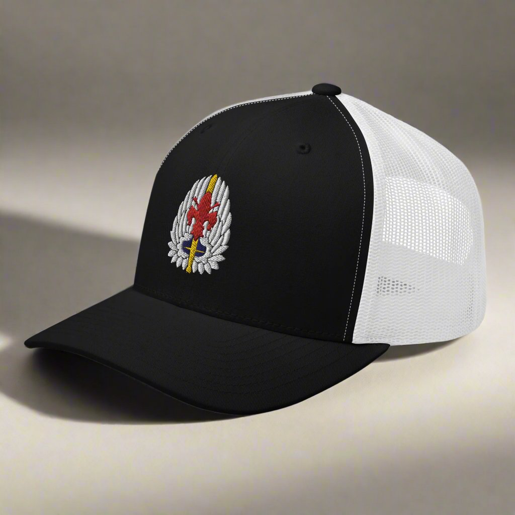 52nd aviation regiment insignia on a snapback trucker hat.